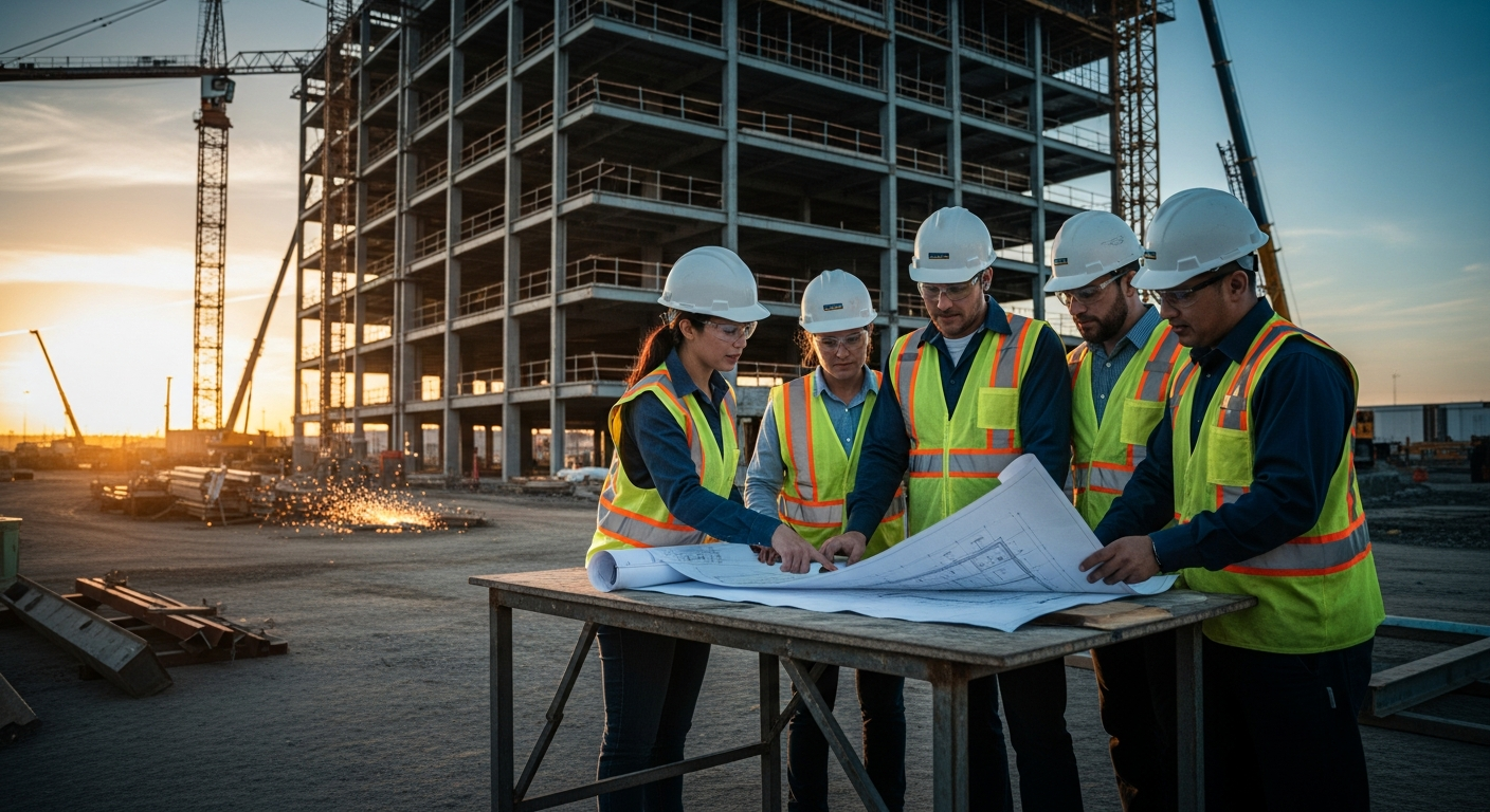 Construction team on site